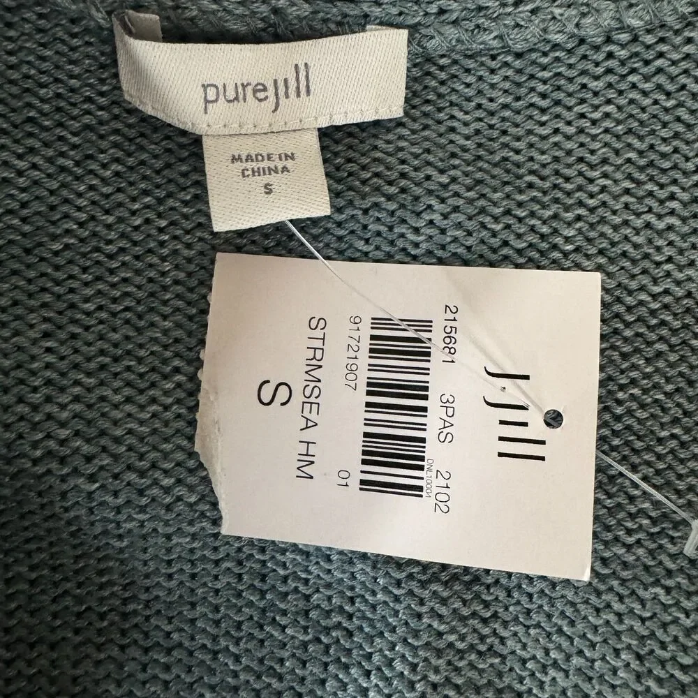 NEW J.Jill Pure Jill Rib Cardigan Knit Safety Pin Closure Women's Size Small